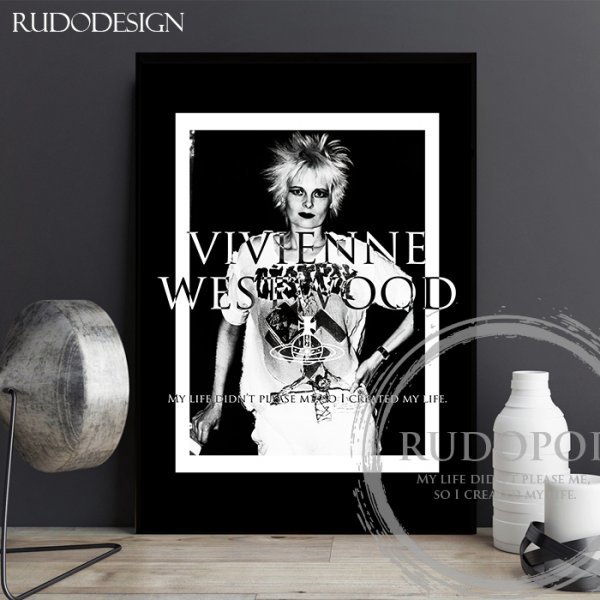A1-Größe gerahmt [Kunstposter als Hommage an die britische Punkrock-Fashion-Queen Vivienne Westwood], Kunstwerk, Malerei, Grafik