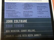 未開封新品JOHN COLTRANE「FOUR TENORS」ベン・ウェブスター/ソニー・ロリンズ/チャールズ・ロイド　ライブDVD_画像3