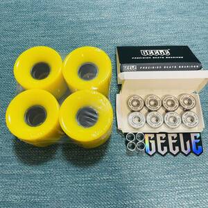 スケートボード　78Aソフトウィール+ABEC11ベアリング+スペーサー　直径 60mm x 幅 45mm　黄色　ストリート スケボー　PENNY対応