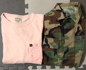 ALPHA INDUSTRIES INC アルファインダストリーズ スウェット トレーナー Mサイズ & U.S AIR FORCE 迷彩 ミリタリージャケット シャツ S