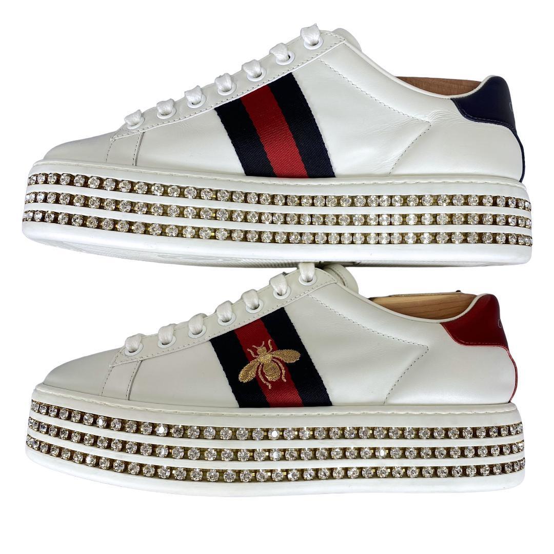 GUCCI 厚底 ラインストーン スニーカー gasbaterias.com.br