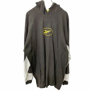 Reebok プルオーバーパーカー Lサイズ リーボック ダークグレー ホワイト イエロー 古着卸 アメリカ仕入 t2212-3379