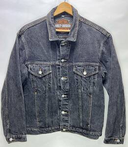 ビンテージ ハーレーダビッドソン　ブラックデニムジャケット◆L-XL◆USA製◆美品◆ジージャン◆1987年製◆HARLEY-DAVIDSON◆USA購入