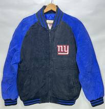 NFL NY GIANTS オールレザー スタジャン◆L-XL◆美品◆ニューヨーク ジャイアンツ◆スウェード◆USA古着◆USA購入_画像2