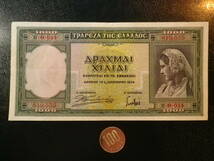 ギリシャ　1939年 1000ドラクマ 極美品 p-110 _画像1