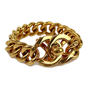  Chanel CHANEL Gold GP Turn lock here chain bracele 95A