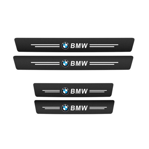 適合BMW ドア スカッフプレート サイドステップガード 車の炭素繊維 ドアガードステッカー(4枚 1台分)