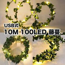 D40 USB式 藤蔓 銅線ランプ 10M 100球 クリスマス 飾り LEDイルミネーションライト ガーランド クリスマス キャンディー オーナメント_画像1