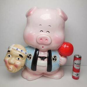 お祭り はっぴ姿 陶器のひょっとこ持ち ブタ ぶた 豚さん 陶器 貯金箱 人形の画像10
