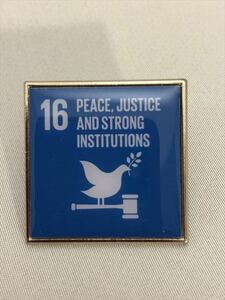SDGsピンバッジ　1個「16. 平和と公正をすべての人に（Peace, justice and strong institutions（国連ブックショップ購入・送料無料) UN66