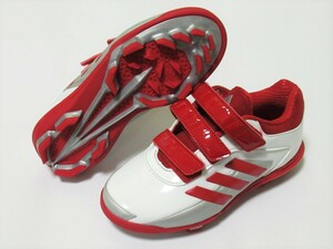 adidas ADIZERO 野球 スパイク ジュニア ベルクロ 白 赤 21.5cm アディダス アディゼロ スピード ポイント ロー K AC eg2396