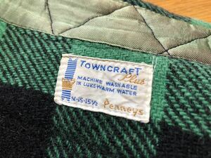 TOWNCRAFT タウンクラフト ウールシャツ ビンテージ グリーン バッファローチェック ブロックチェック ヴィンテージ 緑×黒