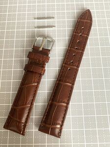 牛革腕時計バンド　幅(ラグ)20mm 茶色　　クロコダイル型押し尾錠幅18mm 時計バンド　　　　　　　　　　時計店主出品
