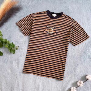 半袖Tシャツ ボーダーTシャツ ボーダー柄 夏服 Tシャツ 半袖ブランド ロゴ Tシャツ おしゃれ ボーダー プリント 半袖 L