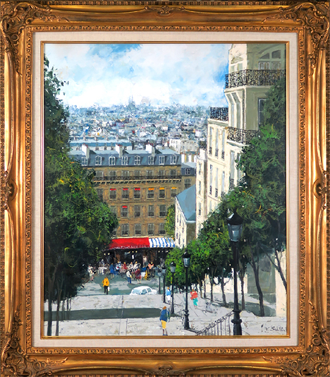 Saito Kaname (Montmartre F15) Peinture à l'huile Authentique garantie Acre, Peinture, Peinture à l'huile, Nature, Peinture de paysage