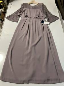  new goods # large size 3L# shoulder + sleeve race long One-piece # purple 