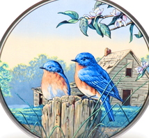 ジム・ハウトマン ヴィンテージ ステンドグラス 二匹の青い鳥 グラスマスターズ社 ブルーバード 自然 美術館 ティファニー スタジオ 絵画_画像2