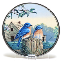 ジム・ハウトマン ヴィンテージ ステンドグラス 二匹の青い鳥 グラスマスターズ社 ブルーバード 自然 美術館 ティファニー スタジオ 絵画_画像5