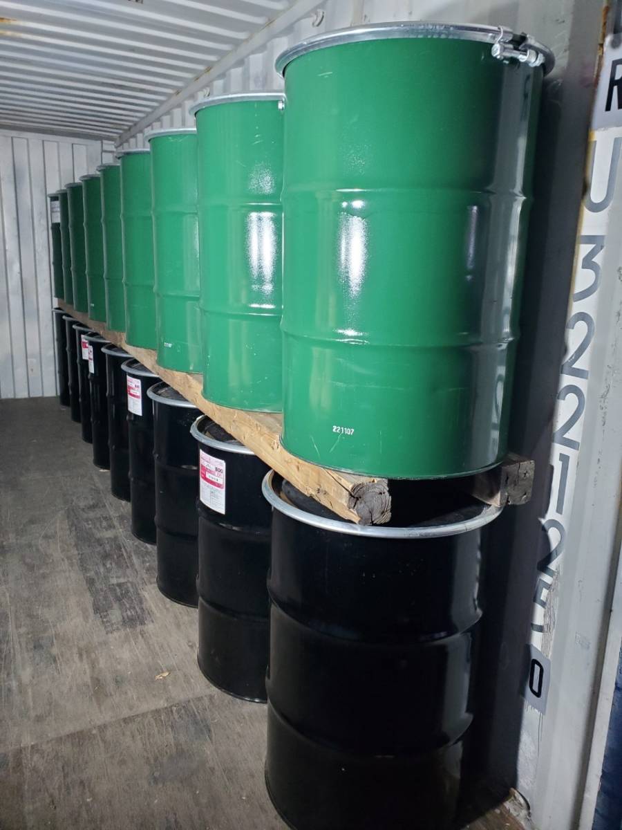 M1824-5 【1回のみ使用】 6本セット ドラム缶 黒 鋼製ドラム缶 オープンタイプ ボルトバンド式 200L 業務用/店舗/飲食店/厨房