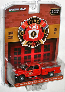 Greenlight 1/64 2017 Ram 3500 Dually Dodge Ram te.- Lee fire-engine Los Angeles County Fire Department green light Dodge LA