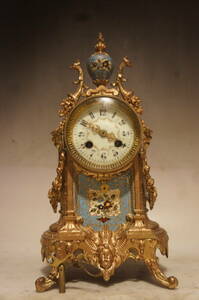 フランス製　ジャッピーフレール　１８８０年代　金線細密七宝焼き　ブロンズ装飾　 時打ち置き時計 　琺瑯文字盤　振り子式　手巻き可動品