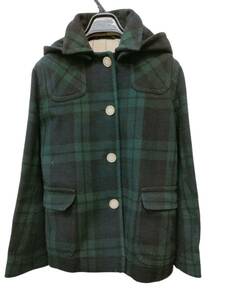 Traditional Weatherwear レディース フッデットコート 定番ブランド アウター 上着 冬服 黒緑チェック柄 フード着脱可 Sサイズ相当 l-1028