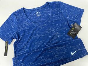 新品■NIKE ナイキ レディース ドライフィット 半袖シャツ S ブルー スポーツ ランニング ジム ヨガ