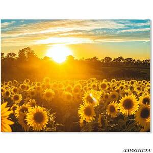 Art hand Auction Beautiful Scenery Art Panel Sunflower Sunlight Interior Wall Hanging Room Decoration Nature Landscape Canvas Wooden Frame Stylish Wall Art Redecoration, artwork, painting, graphic
