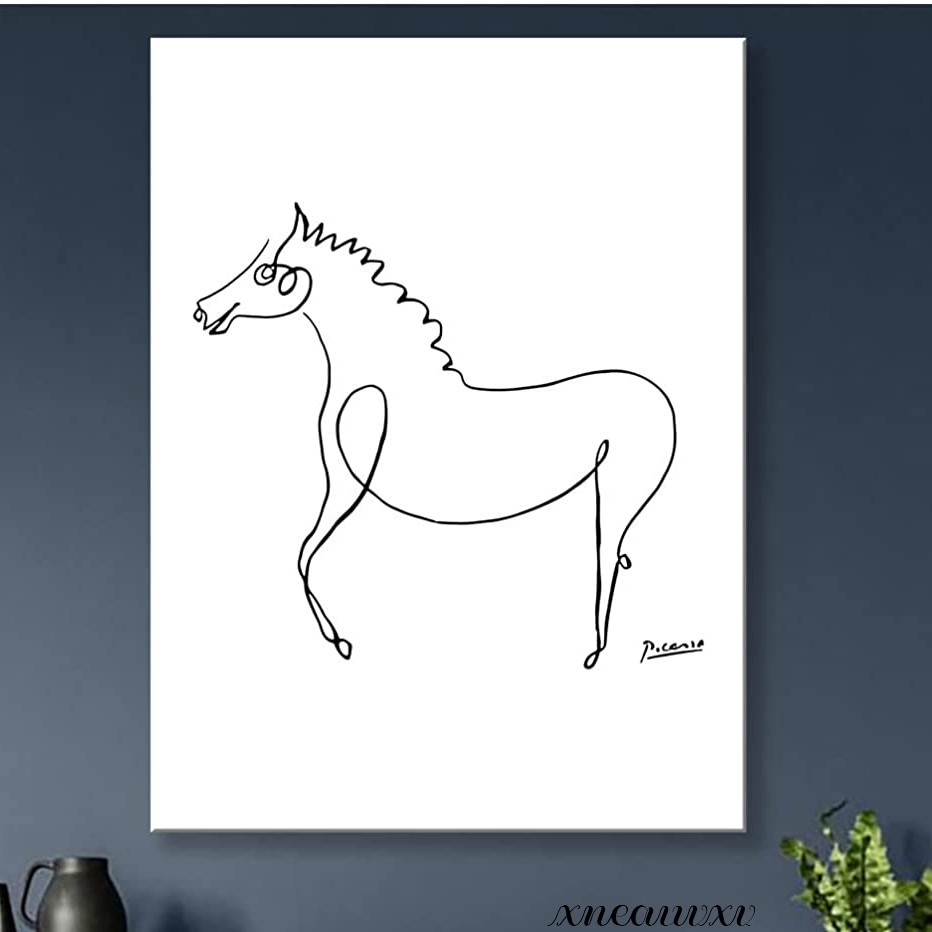 ピカソ 可愛い馬の絵 アートパネル 模写 インテリア 壁掛け 部屋飾り 装飾画 キャンバス 抽象画 絵画 動物 ウォール アート 模様替え, 美術品, 絵画, パステル画, クレヨン画