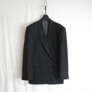 90s OLD ウール セットアップ シングル スーツ ジャケット S-M相当 メンズ ブレザー クラシック チャコール グレー VINTAGE レトロ