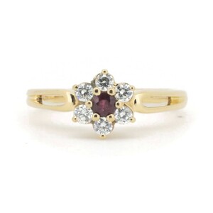  Mikimoto рубин бриллиантовое кольцо кольцо 0.12ct 0.24ct 12 номер K18YG(18 золотой желтое золото ) ломбард лот 