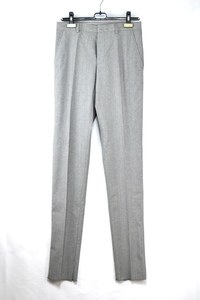 新品 (LANVIN) Slim Pant Contr Side Band Knopped Wool ランバン スリム ウール パンツ サイドライン ライトグレー サイズ44