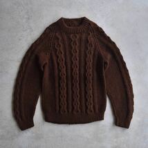 【HANDKNIT】フィッシャーマンウールセーター/ハンドニット レアカラー こげ茶 フカフカ ユーロ ヨーロッパ ビンテージ 70s80s90s_画像1