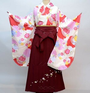 着物袴セット ジュニア用 適応身長140ｃｍ～158ｃｍ ショート丈 卒業式にどうぞ 新品（株）安田屋 NO29492