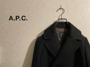 ◯ A.P.C. プリント チェスターコート / アーペーセー トレンチコート ダブル ウール ブラック 黒 S Mens #Sirchive