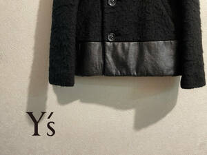 ◯ Y’s Yohji Yamamoto フェイクレザー × ボア ピーコート / ヨウジヤマモト ジャケット コート ブラック 黒 S Ladies Mens #Sirchive