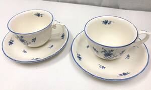 Noritake ノリタケ カップ&ソーサー ペア 花柄 乳白色 青 陶器 221228