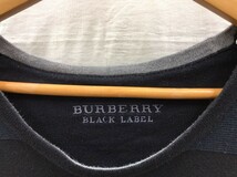 BURBERRY BLACK LABEL バーバリーブラックレーベル クルーネックセーター ニット ダメージ加工 ボーダー ブラック サイズ2 22082901_画像3