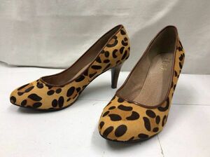 ELLE L pumps leopard print yellow group lady's M size approximately 23cm 22101102