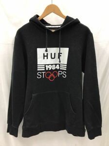 HUF ハフ スウェットパーカー ロゴプリント ブラック メンズ Mサイズ 22092602