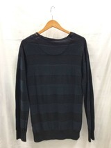 BURBERRY BLACK LABEL バーバリーブラックレーベル クルーネックセーター ニット ダメージ加工 ボーダー ブラック サイズ2 22082901_画像2