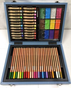 XONEX COLORWOOD ART BOX 画材 色鉛筆26本 オイルパステル24本 固形水彩絵具12色 221102
