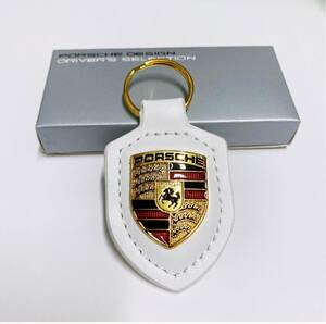 PORSCHE ポルシェ クレスト キーホルダー白