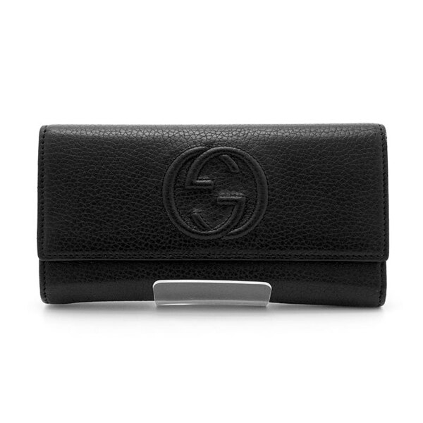 中古美品 グッチ 長財布 インターロッキングG ソーホー ロングウォレット 598206 ブラック GUCCI 黒革 イタリア製 レザー ブランド財布