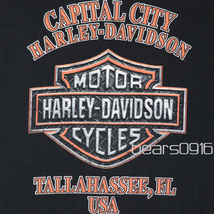アメリカ購入 USED品 Harley-Davidson ハーレーダビッドソン ファイヤースカル＆エンブレム FL 両面プリント MADE IN USA Tシャツ 黒2XL_画像9