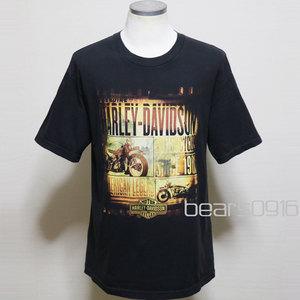 アメリカ購入 USED品 Harley-Davidson ハーレーダビッドソン AMERICAN LEGEND & RED ROCK PEI 両面グラフィックプリント Ｔシャツ 黒 L