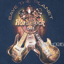 アメリカ購入 訳ありUSED品 Hard Rock Cafe PITTSBURGH ハードロックカフェ ギター＆ベース両面グラフィックプリント Tシャツ 黒系 L_画像8