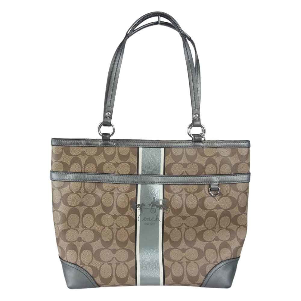 コーチ/COACH□シグネチャー 白×シルバー バッグ□ ファッション