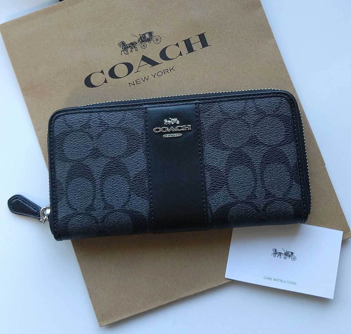 熱販売 COACH コーチ グレー シグネチャー ブラックスモーク