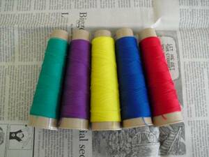 u- Lee sewing-cotton * neon color 5 pcs set * yellow color * red * green // magic. thread 